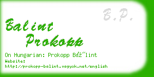 balint prokopp business card